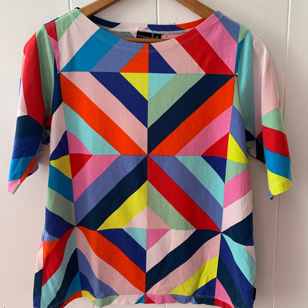 Marimekko Uniglo collab Kaleidoscope Cotton T-shirt, sz xs